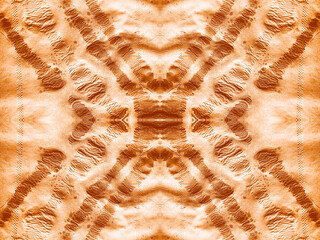 Vivid Folk Pattern. Seamless Exotic. Tan Tie Dyed