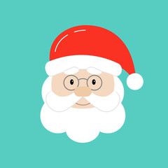 Santa Claus icon. Santa's face with beard and hat for Christmas design. Vector illustration.