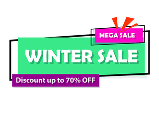 winter sale 70% off banner vector 