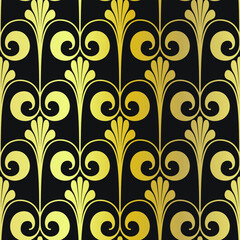 Golden shine texture. Gold vintage art deco geometrical with repeat elements pattern. Seamless vector background. Luxury decorative ornamental wallpaper 