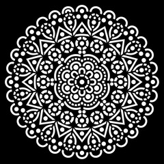 White mandala on black Pattern Stencil Doodles Sketch
