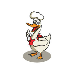 Illustration Of A Fat Goose Chef Who Thumbs Up
