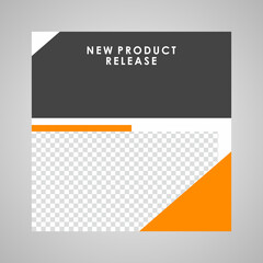 Fototapeta premium Set of Editable minimal square banner template. Suitable for social media post and web internet ads. Vector illustration with photo college.