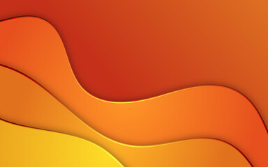 Abstract wavy papercut background on orange colors