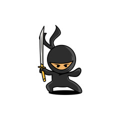 Angry Ninja Hold A Sword Vector Illustration