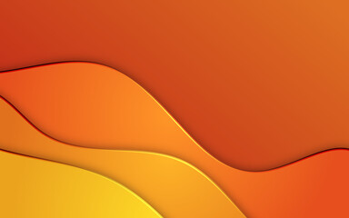 Abstract wavy papercut background on orange colors