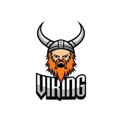 Orange Haired Viking Mascot Illustration With Logo Name