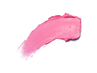 Pink lipstick smear smudge stroke isolated on white background