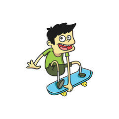 Vector Illustration Of Boy Playing Skate Board