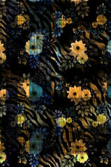 floral pattern with oil brush