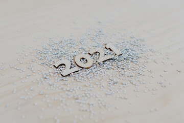 2021 in wooden numbers to celebrate the new year