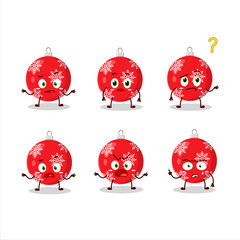 Cartoon character of christmas ball red with what expression