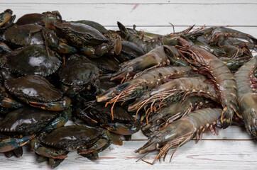 Giant mud Crabs,Thailand mud crabs and Tiger Prawn big size