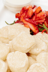 Lazy dumplings from cottage cheese close up