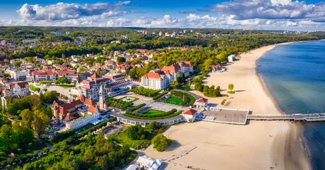 Washable wall murals The Baltic, Sopot, Poland The sunny scenery of Sopot city and Molo - pier on the Baltic Sea. Poland