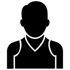 
A human avatar wearing sleeveless vest denoting icon of sportsman
