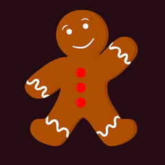 holiday illustration with gingerbread man, traditional Christmas pastry