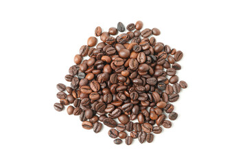 Fresh coffee seeds isolated on white background