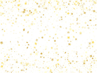 Flying gold star sparkle vector with white background.