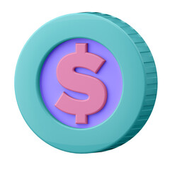 3D illustration. COIN in cartoon style not white background. Well suited for a landing page, mobile app, or website.