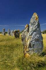 The alignment of standing stones known as Alignement de Menhirs de Lagatjar in the neighbourhoodl...