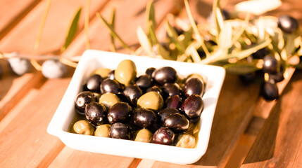 farm olives on table in olive garden