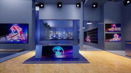 3D Virtual TV Studio News, 3d illustration