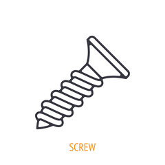 Fastener screw outline icon. Vector illustration. Hand work tools and instrument. Construction industry symbol. Thin line pictogram for user interface. Isolated white background
