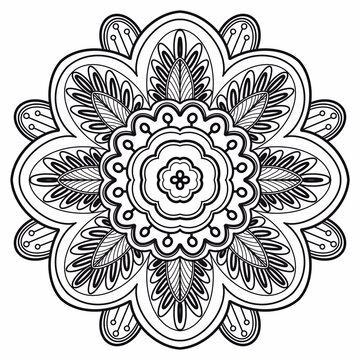 Mandala pattern. used for coloring, design wallpapers, tile pattern, paint shirt, greeting card, sticker and indian henna tattoo design. decoration interior design. wall art decor. white background