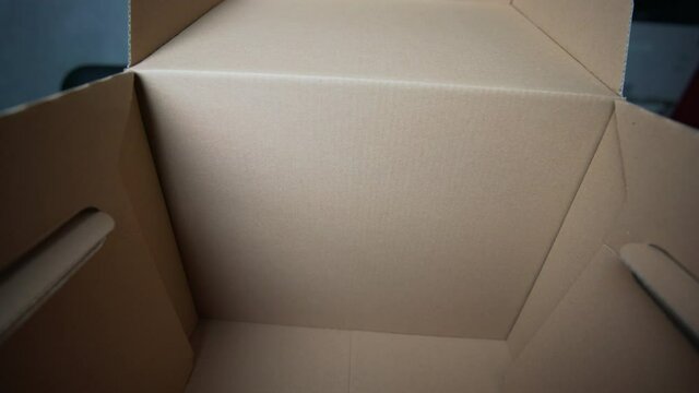 Looking into an empty paper box