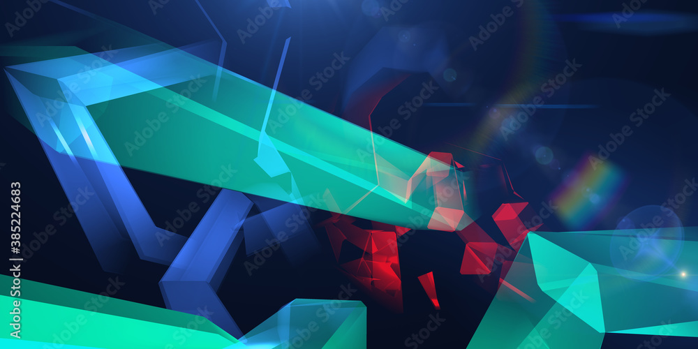 Poster abstract tech color background of geometric shapes. 3d rendering