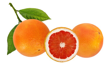 Fresh grapefruit isolated on white background  with clipping path