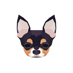 Low poly Chihuahua head. Vector illustration