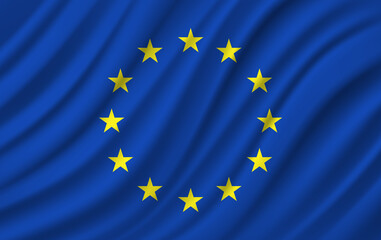 Europian Union Flag Vector Closeup Illustration	
