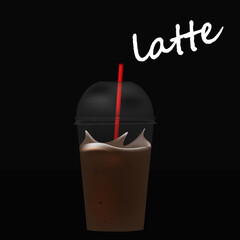 glass of latte with ice