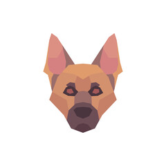 Low poly German Sheperd head. Vector illustration