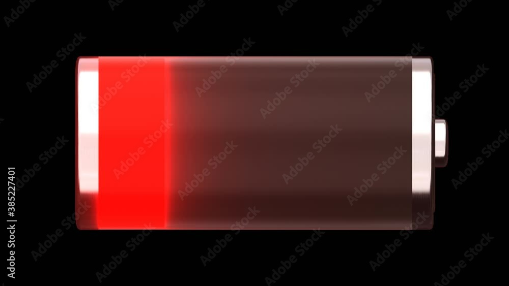 Poster blinking low battery rendered as png rgba in uhd, includes alpha. transparent background.