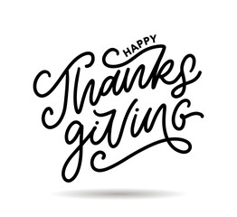 happy thanksgiving lettering calligraphy text brush vector