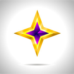 illustration of a purple gold star on steel background. vector file New year Christmas