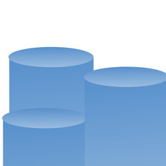 3d rendered blue cube Vector illustration of three blue round trays