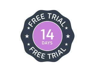 14 Days Free Trial badge, 14 Days trial stamp