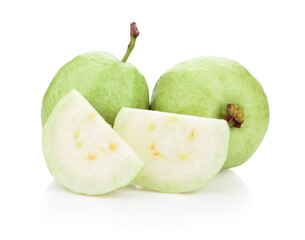 Guava fruit with isolated on white background . full depth of field