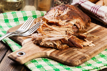 Slow cooked pulled pork shoulder