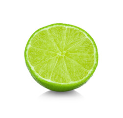Juicy Slice of Lime Isolated on White Background.