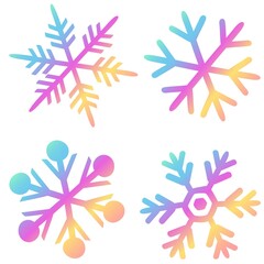Print Hand-drawing silhouette background collection. Vector snowflake with rainbow decoration. Element for design.