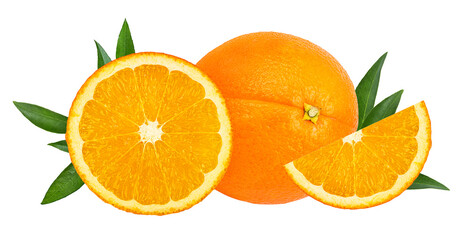 Juicy orange isolated on white background with clipping path