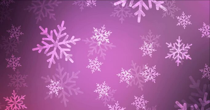 4K looping light purple, pink footage in Merry Christmas style. Shining colorful animation with New Year attributes. Clip for holyday commercials. 4096 x 2160, 30 fps.