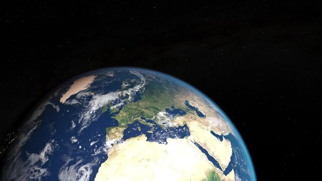 Gros plan sur l'h&eacute;misph&egrave;re nord de la plan&egrave;te Terre qui tourne - map fournie par la Nasa
