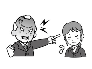 新入社員の若い女性を怒鳴りつける高齢上司