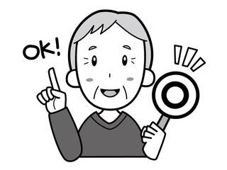 OKサインを持ったおじいさん